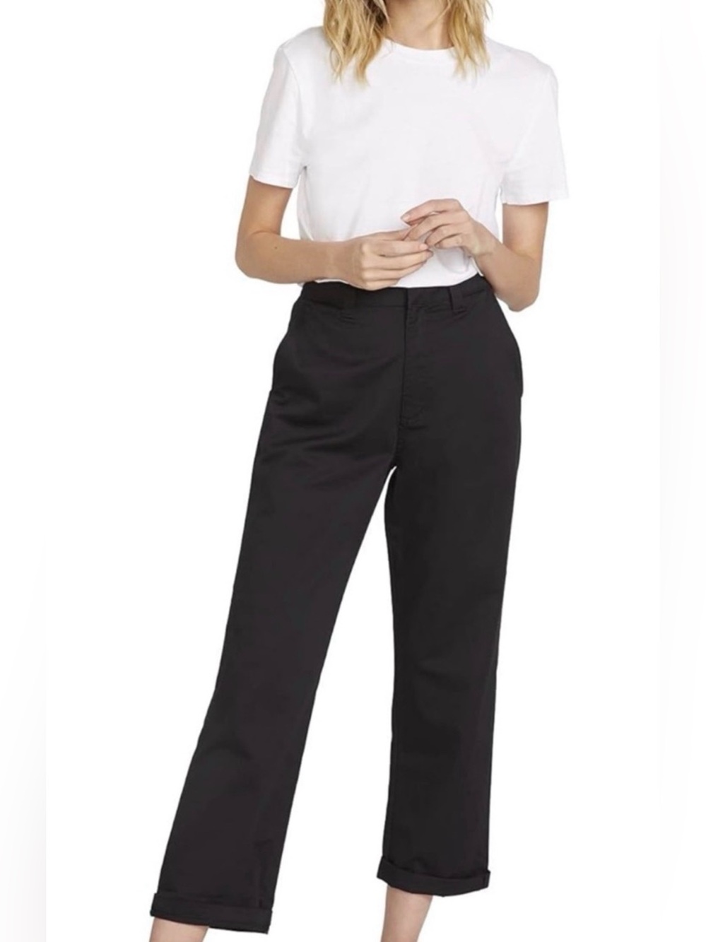 VOLCOM 🖤 BLACK FROCHICKIE BOYFRIEND FIT CHINO PANTS 🖤 SIZE 27 X 28 🌟NWT🌟